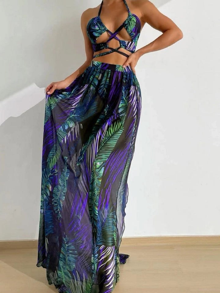 Damen Zweiteiliges Strandoutfit mit floralem Design und raffinierten Cut-Outs Echo Archiv