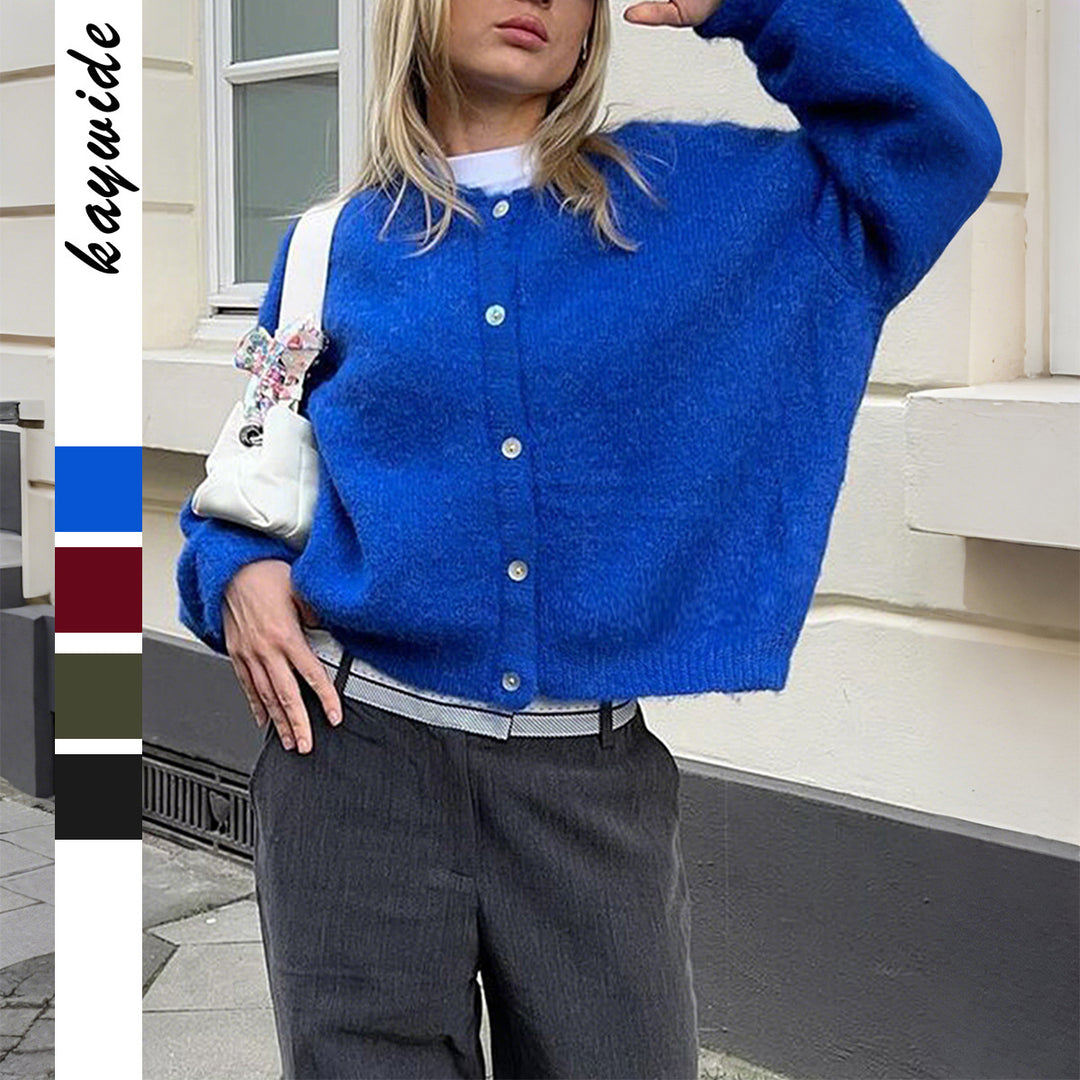 Damen nan kuschelige Kurzstrickjacke mit Perlmuttknöpfen und lässiger Oversize-Passform Echo Archiv