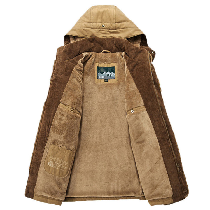 Herren Canvas-Fieldparka mit Cordkragen, wärmendem Fleecefutter und Multifunktions‑Taschen – Taviero