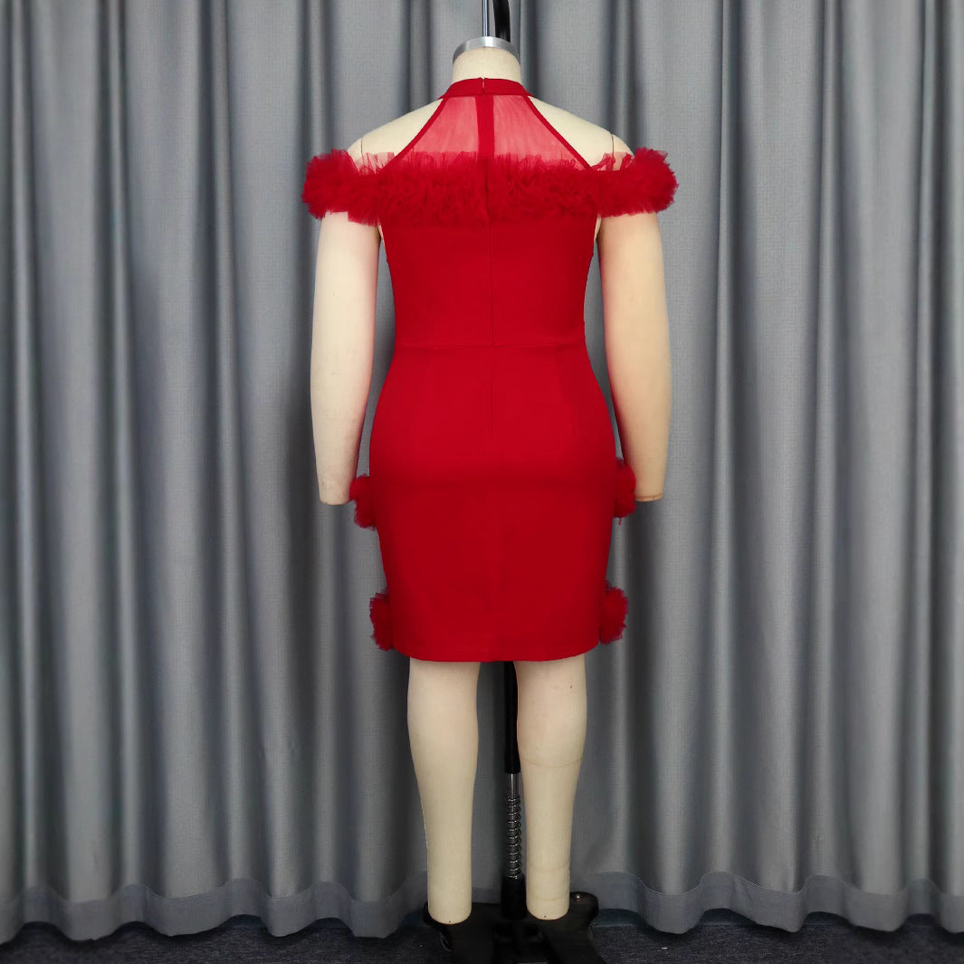Damen elegantes Kleid mit fransigen Akzenten Echo Archiv