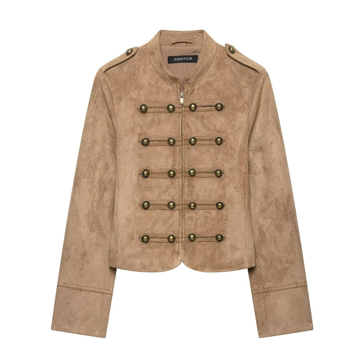 Damen Kurzjacke im Military‑Stil mit Stehkragen und Zierknopf‑Detail Echo Archiv