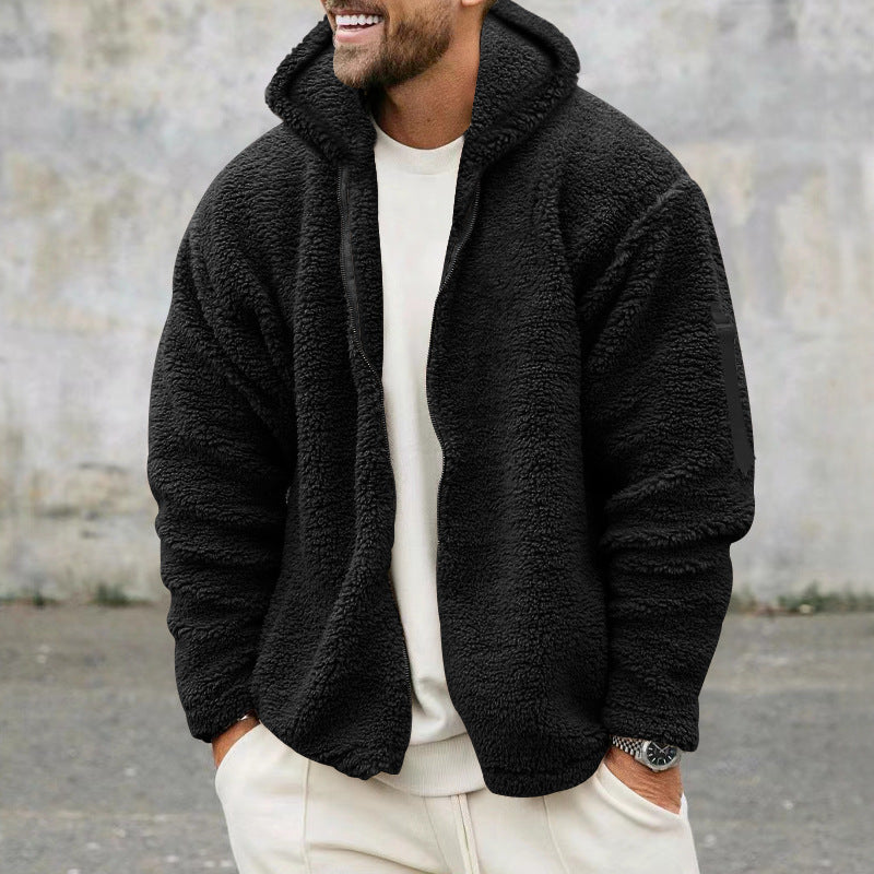 Herren flauschige Fleecejacke mit praktischen Taschen Echoarchiv