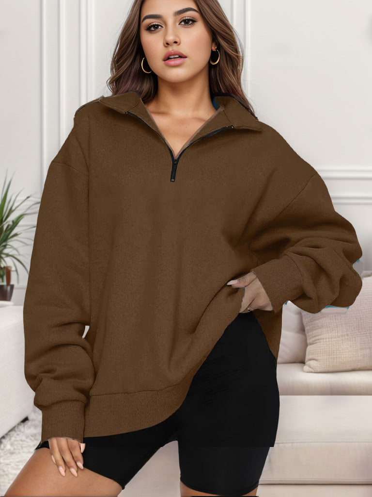 Damen nan übergroßes Sweatshirt mit Halbreißverschluss und Stehkragen Echo Archiv