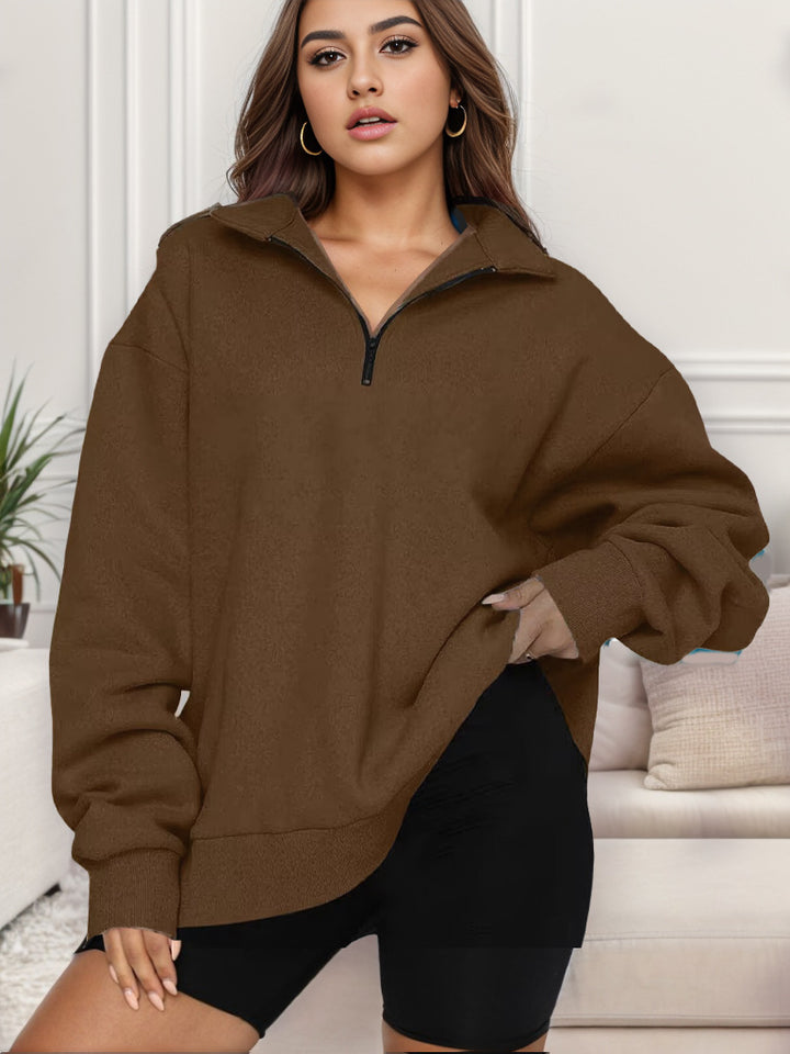 Damen nan übergroßes Sweatshirt mit Halbreißverschluss und Stehkragen Echo Archiv