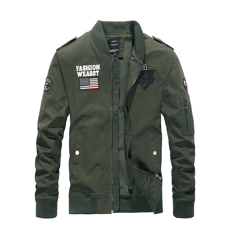 Herren Vintage-Canvas Bomberjacke mit Patchapplikationen und Ärmeltasche Echo Archiv