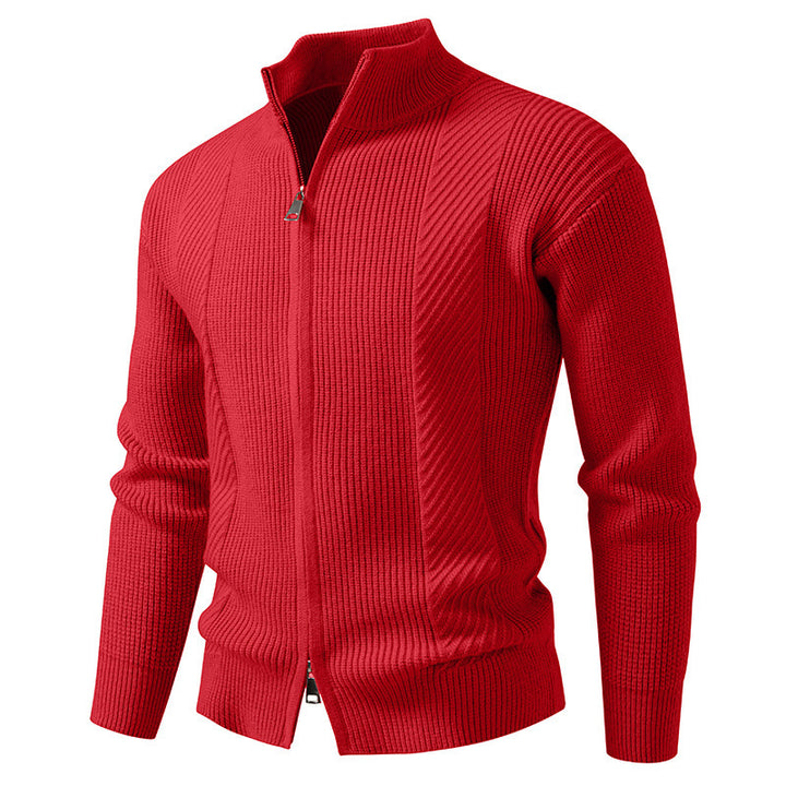 Herren modische Strickjacke mit Stehkragen und durchgehendem Reißverschluss Echoarchiv