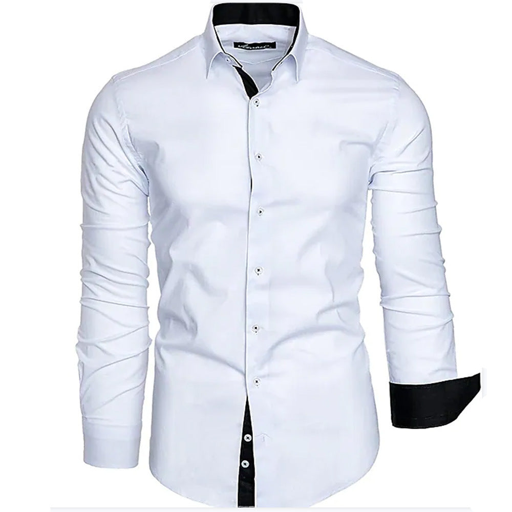 Herren elegantes Langarmhemd mit kontrastierenden Manschetten Echoarchiv
