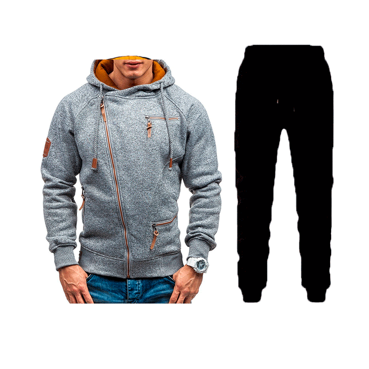 Herren modisches Sweatjacken- und Jogginghosen-Set mit stilvollen Kontrastdetails und praktischen Taschen Echoarchiv