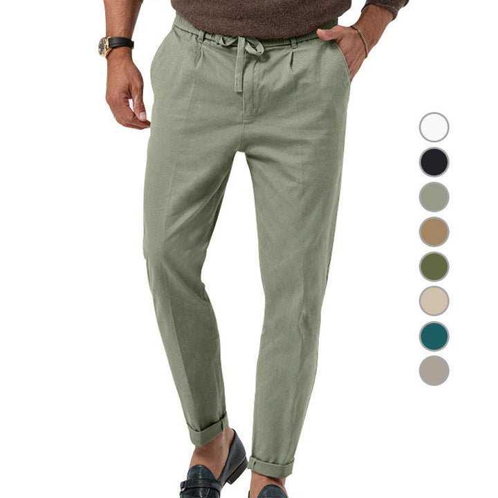 Herren Elegante Leinenhose mit elastischem Bund und praktischen Taschen Echoarchiv
