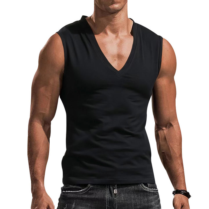 Herren ärmelloses V-Ausschnitt T-Shirt aus atmungsaktiver Baumwolle Echoarchiv