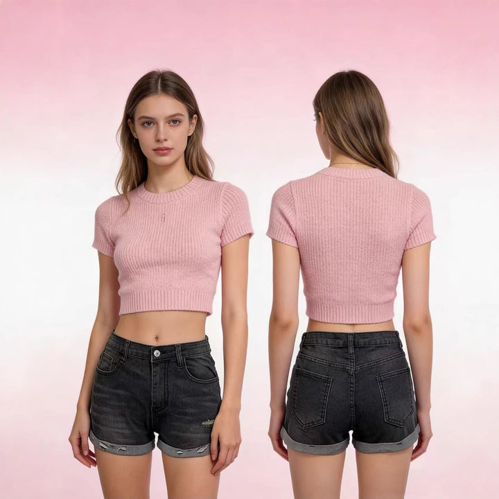 Damen lässige Destroyed Denim-Shorts mit umgeschlagenem Saum Echo Archiv