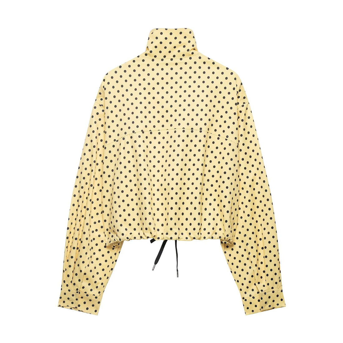 Damen Cropped-Übergangsjacke mit Polka-Dot, hohem Funnelkragen und Tunnelzug Echoarchiv