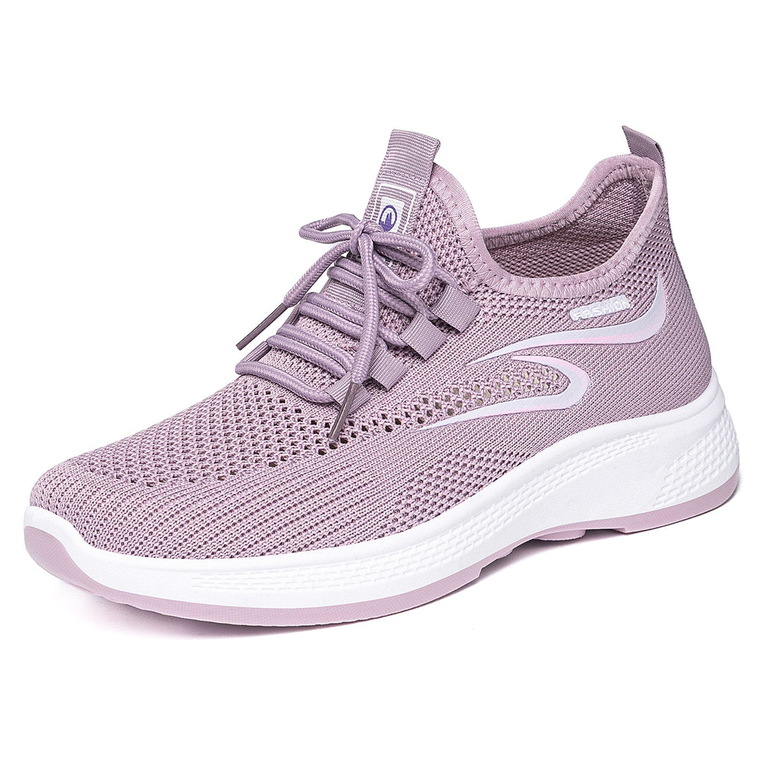 Damen nan atmungsaktiver Strick-Freizeitsneaker mit elastischer Schnürung und stoßabsorbierender Keilsohle Echo Archiv