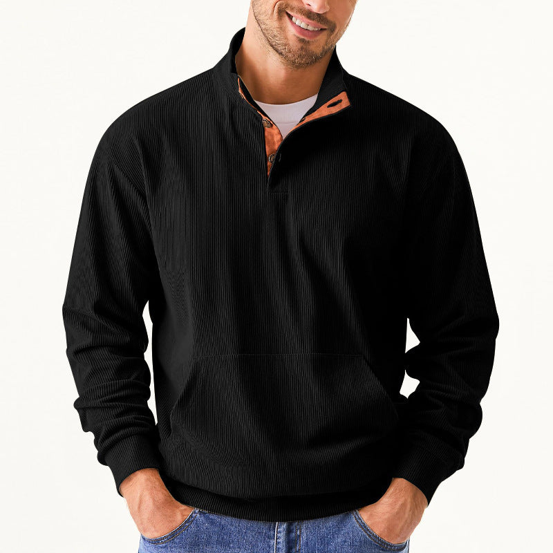 Herren Freizeitpullover mit strukturiertem Design und Knopfleiste Echoarchiv