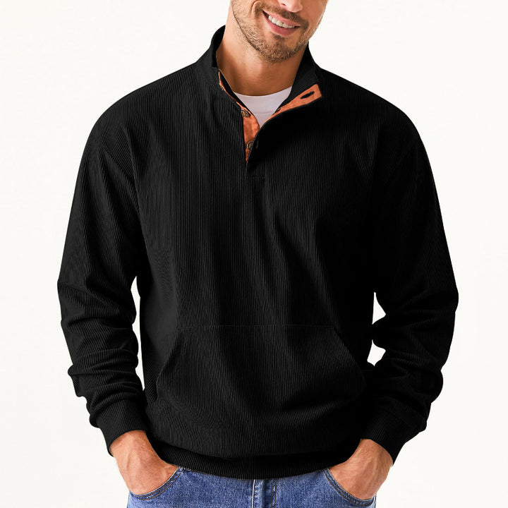Herren Freizeitpullover mit strukturiertem Design und Knopfleiste Echoarchiv