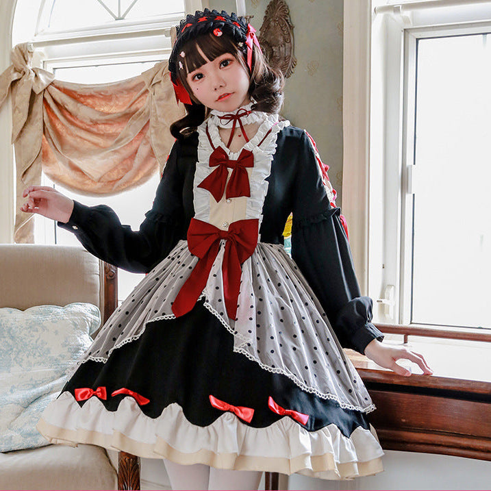 Damen Lolita-Kleid mit ausgefallenen Rüschendetails und Schleifen Echo Archiv