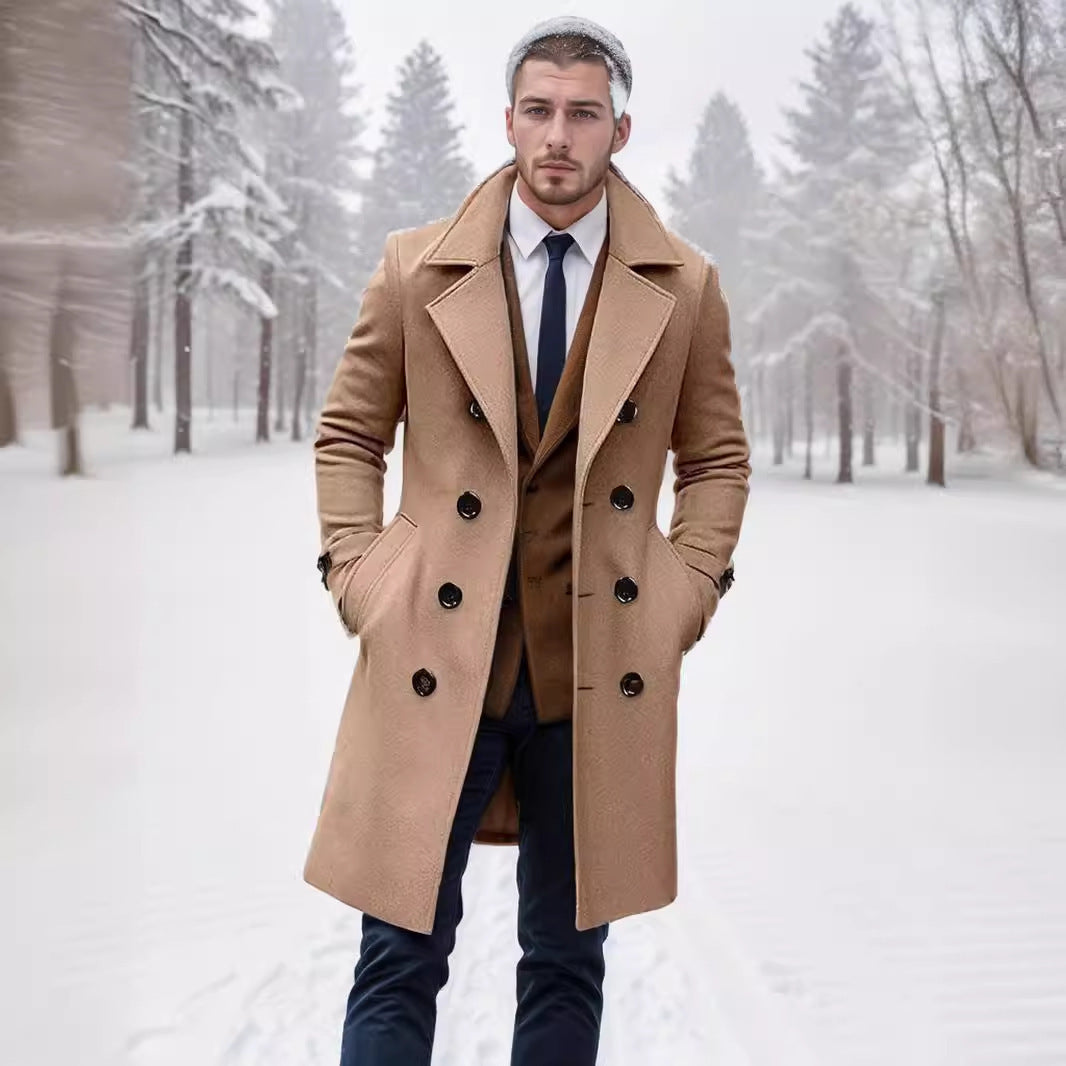 Herren eleganter Wolltrenchcoat mit doppelter Knopfleiste Echoarchiv