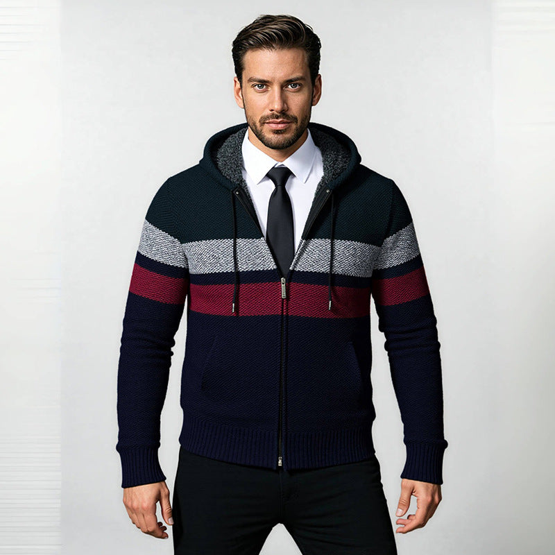 Herren Strickjacke mit Kapuze und modischem Zipper Echoarchiv