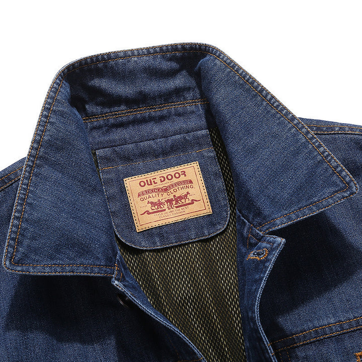 Herren Jeansjacke im Worker‑Stil mit Aufnäher und Mesh‑Futter – Denvaro