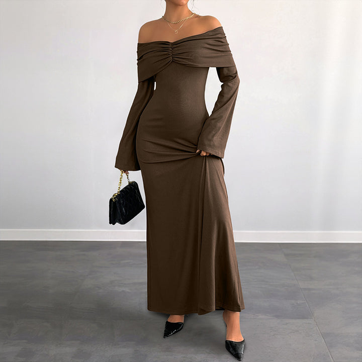 Damen Elegantes Off-Shoulder Maxikleid Echo Archiv