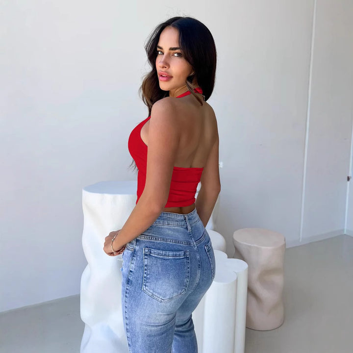 Damen Crop-Top mit tiefem V-Ausschnitt und modernem Halterdesign Echo Archiv
