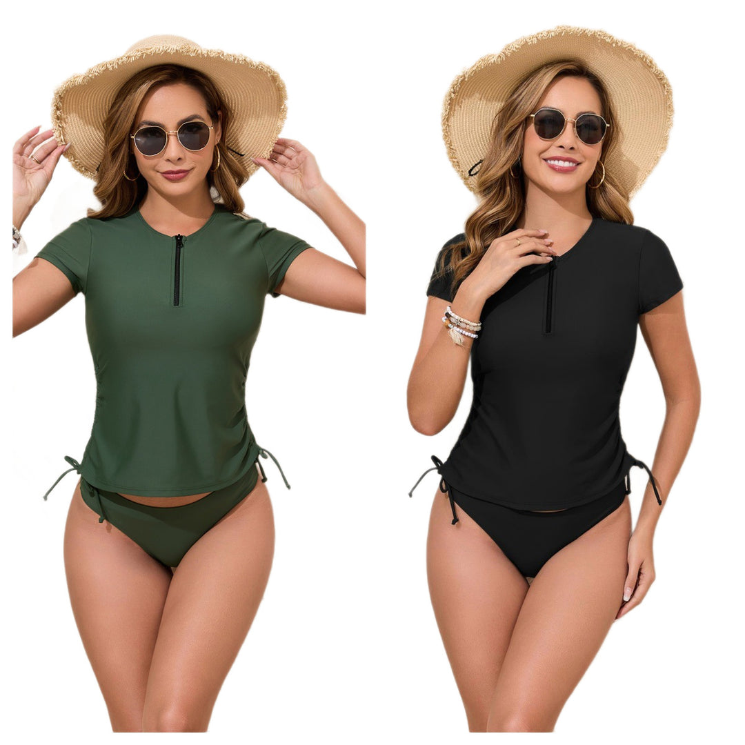 Damen Sportliches Rashguard-Bikini-Set mit verstellbaren Seiten Echo Archiv