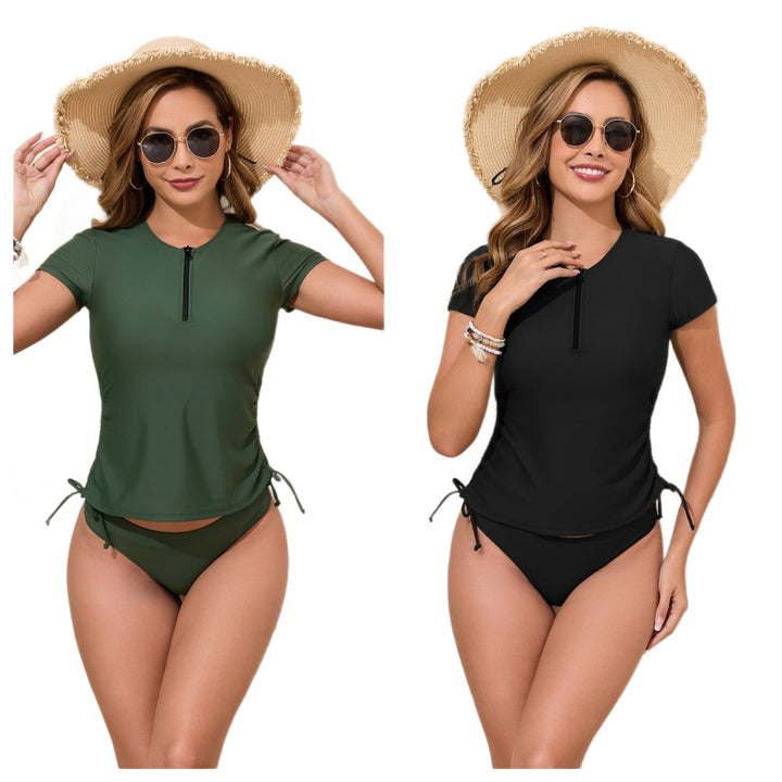 Damen Sportliches Rashguard-Bikini-Set mit verstellbaren Seiten Echo Archiv