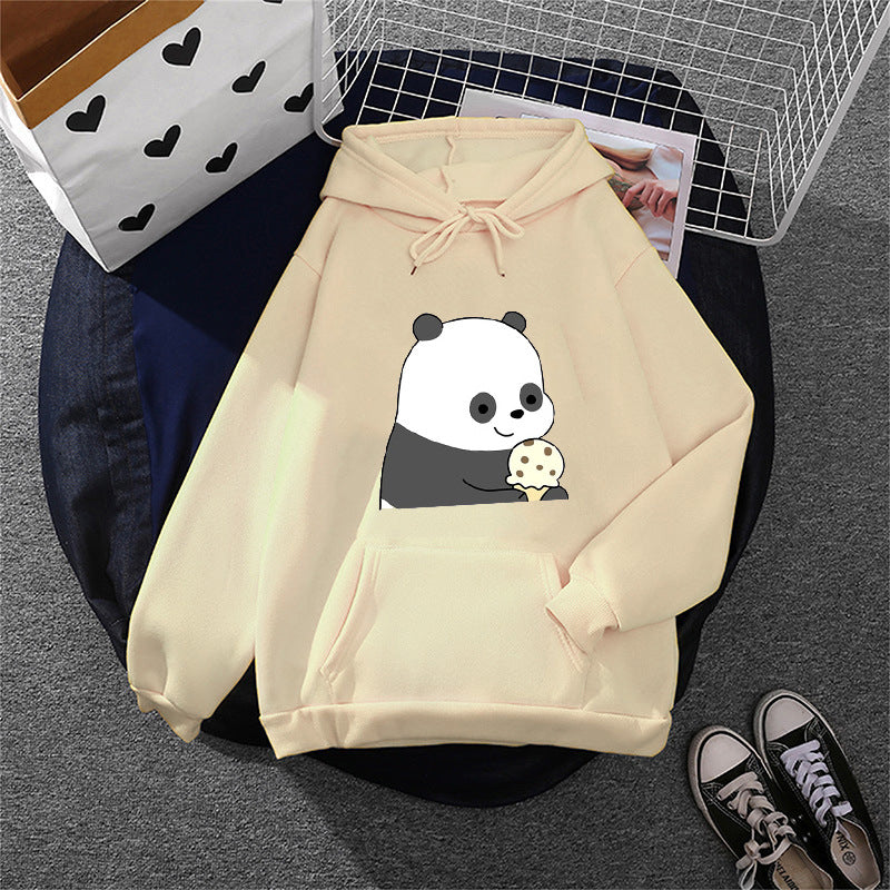 Damen oversized Kapuzenpullover im Streetstyle mit weichem Fleece-Innenfutter, Kängurutasche und farbenfrohem Cartoon-Katzen-Planet-Print – Auréline