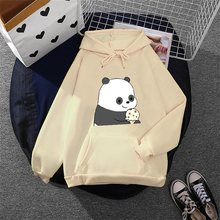 Damen oversized Kapuzenpullover im Streetstyle mit weichem Fleece-Innenfutter, Kängurutasche und farbenfrohem Cartoon-Katzen-Planet-Print – Auréline