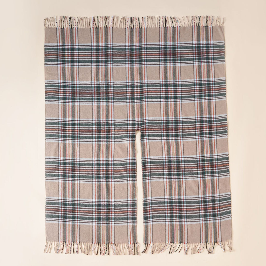 Damen Oversize-Wickelruana im Blockkaro mit Fransen-Detail – Avérine