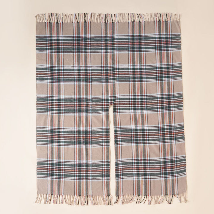 Damen Oversize-Wickelruana im Blockkaro mit Fransen-Detail – Avérine