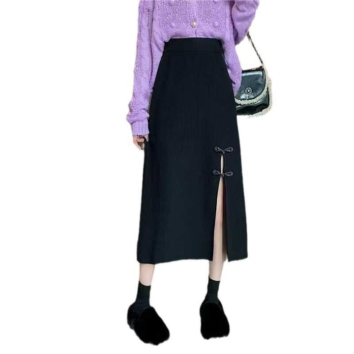 Damen Eleganter Strickrock mit Schlitz und Schleifendetails Echo Archiv