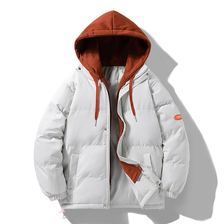 Herren Wattierte Pufferjacke mit kontrastfarbener Kapuze, winddichter Außenhülle und Kordelzug Echo Archiv