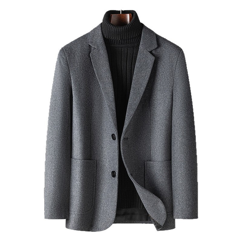 Herren Smart-Casual Kurzsakko aus Wollmix mit aufgesetzten Taschen und leichtem Thermofutter – Tianoro