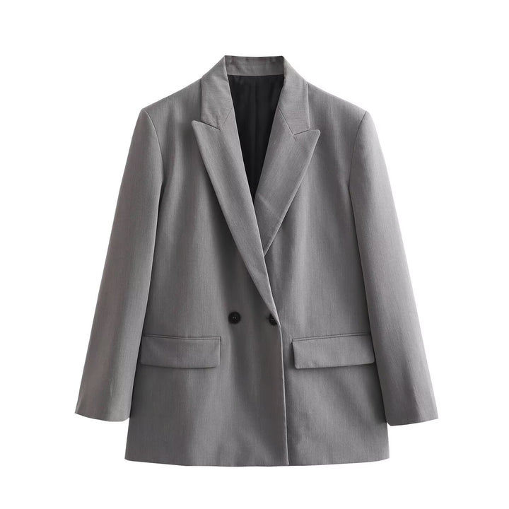 Damen Doppelreiher-Blazer mit Reverskragen, längerem Oversize-Schnitt und Pattentaschen Echo Archiv