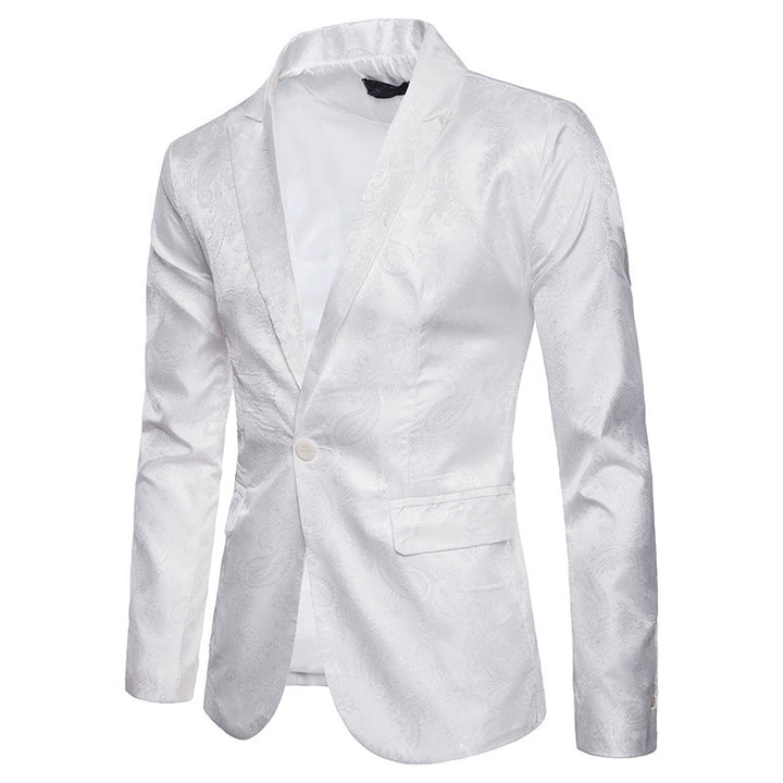 Herren eleganter Jacquard Blazer mit floralem Muster und schimmerndem Finish Echoarchiv
