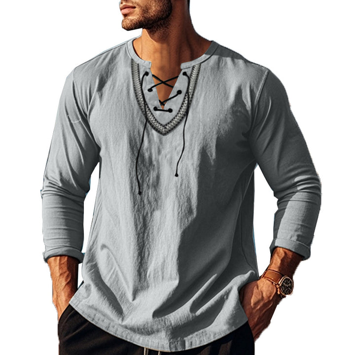 Herren lässiges Langarmshirt mit modernem Schnürdesign Echoarchiv