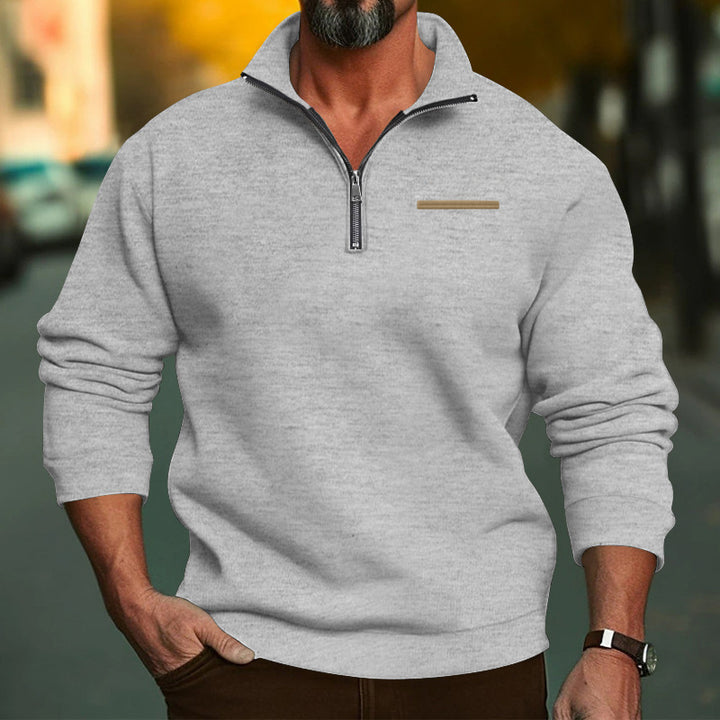 Herren nan hochwertiger Sweatpullover mit Metall-Halbzip, verstärktem Stehkragen und dezenter Brustpaspel Echo Archiv