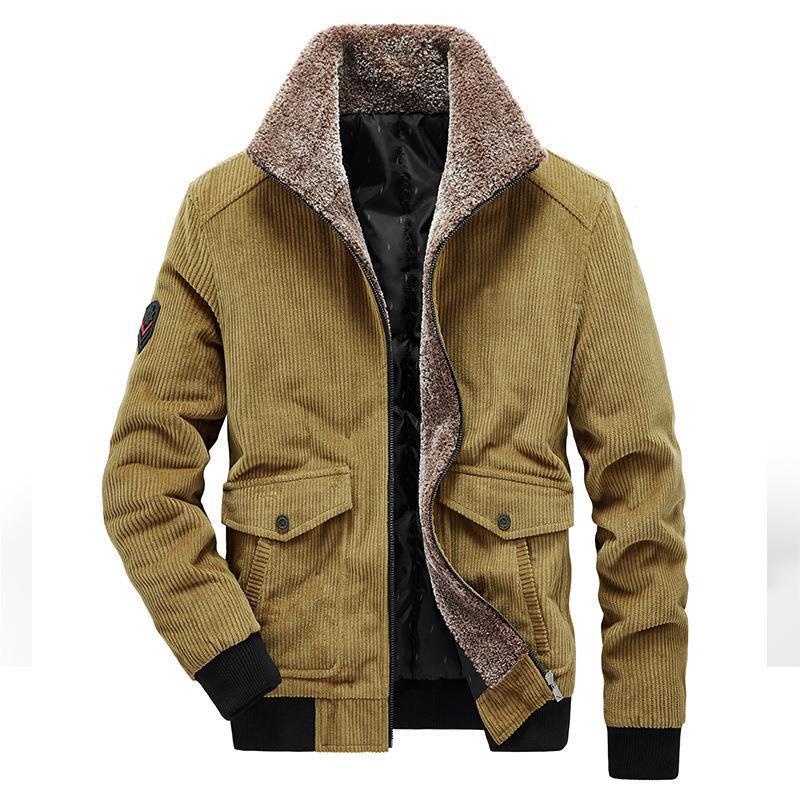 Herren Kord-Fieldblouson mit Sherpa-Innenfutter, Stehkragen und aufgesetzten Pattentaschen Echoarchiv