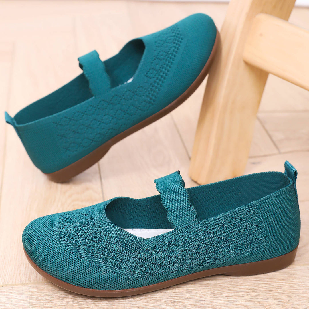 Damen nan gestrickter Mary-Jane-Slipper mit elastischem Riemen und ergonomischer Komfortsohle Echo Archiv