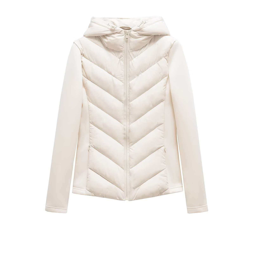 Damen nan gesteppte Kapuzenjacke mit Chevron‑Stepp, Einsätzen aus Softshell und verdecktem Reißverschluss Echo Archiv