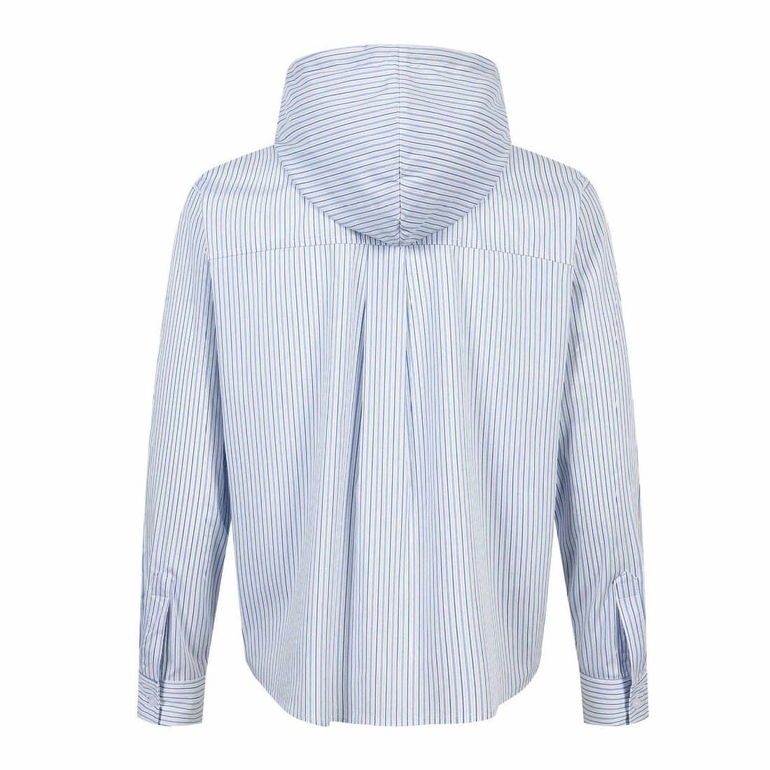 Unisex Gestreiftes Kapuzen‑Hemd im Overshirt‑Stil mit verdeckter Knopfleiste und Logo‑Stick Echoarchiv