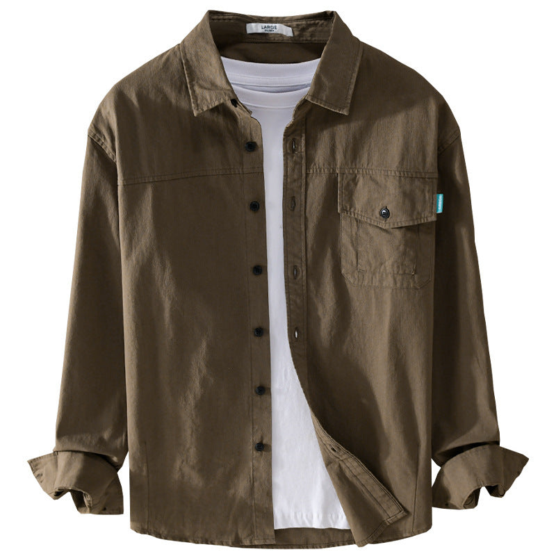 Herren Vintage-inspiriertes Worker-Overshirt aus Baumwollmix mit Brustklappe und entspannter Passform Echoarchiv