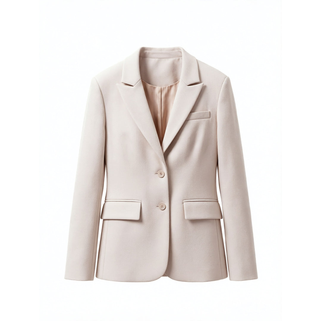 Damen Eleganter taillierter einreihiger Wollblazer mit Reverskragen Echoarchiv