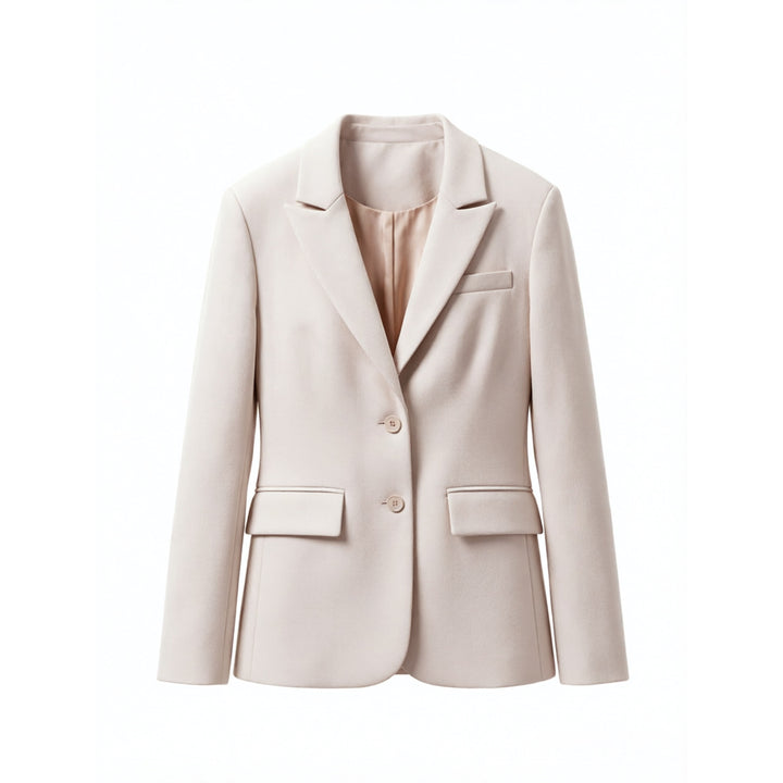 Damen Eleganter taillierter einreihiger Wollblazer mit Reverskragen Echoarchiv