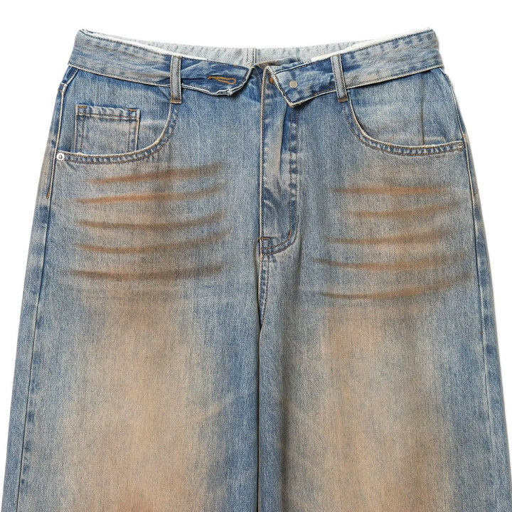 Damen High‑Waist Denimhose mit weitem Bein und vintage Waschung Echo Archiv