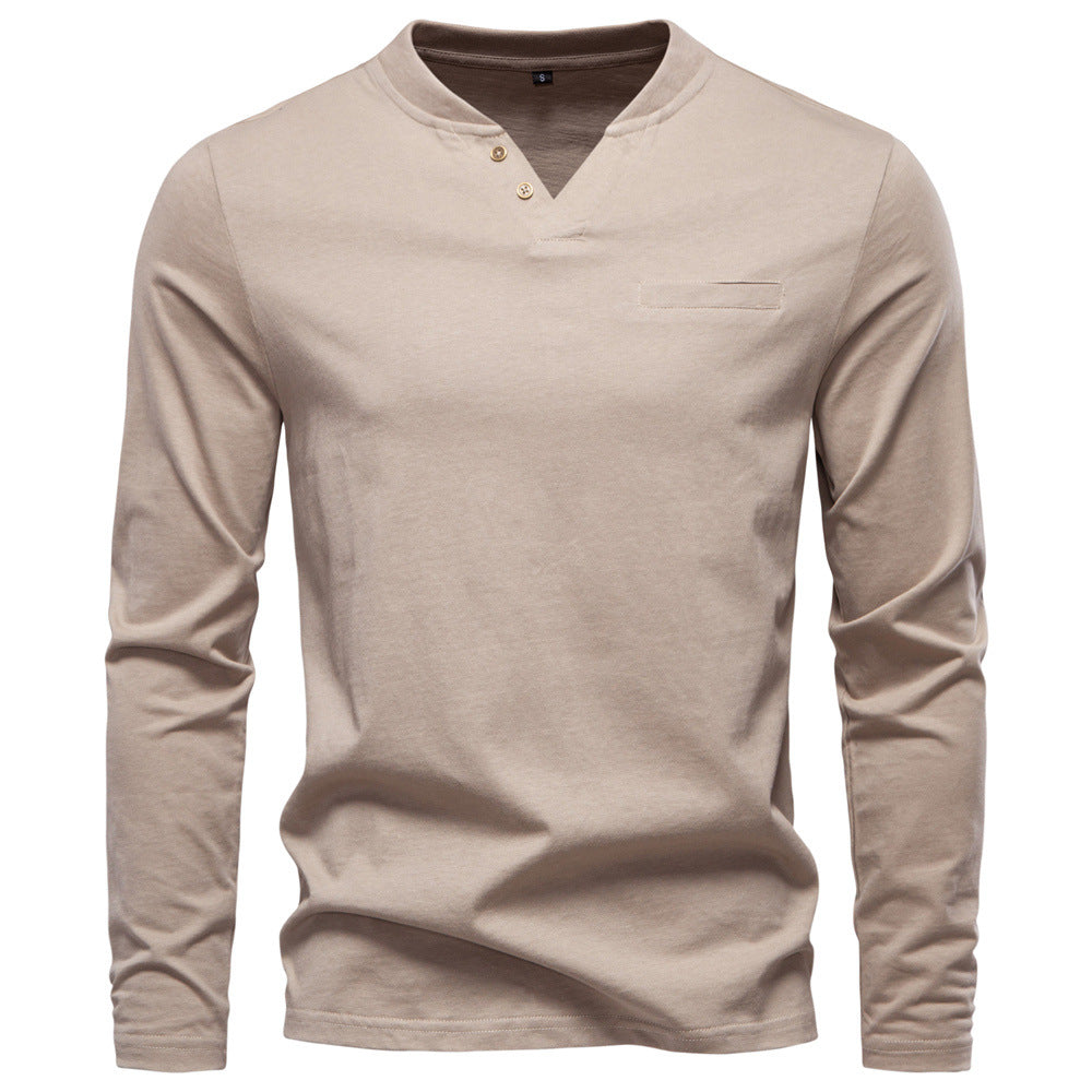 Herren Langarmshirt mit Henley-Kragen und praktischem Knopfdetail Echoarchiv