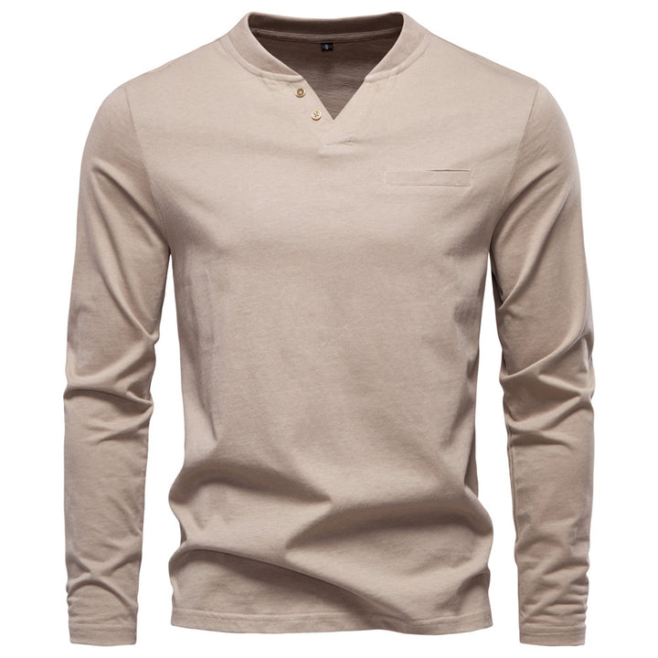 Herren Langarmshirt mit Henley-Kragen und praktischem Knopfdetail Echoarchiv
