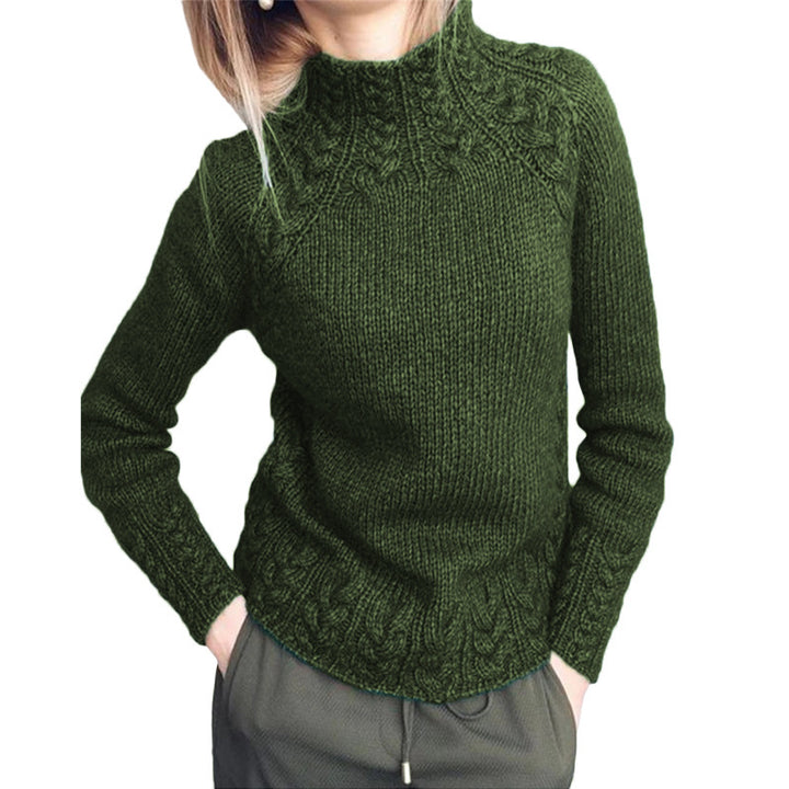 Damen nan grobgestrickter Zopfmuster-Pullover mit Stehkragen und tailliertem Schnitt Echo Archiv