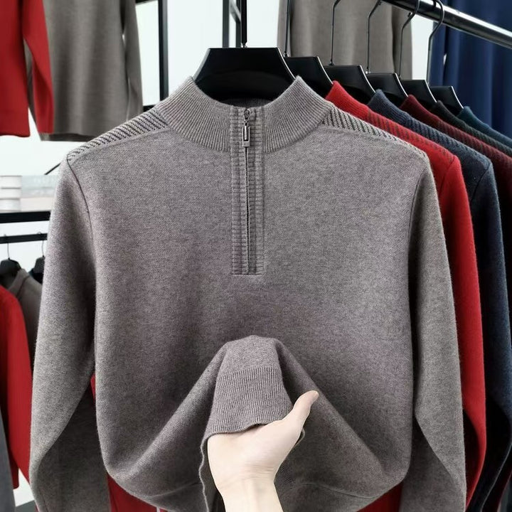 Herren funktionaler Rollkragenpullover mit halbzipper und strukturiertem Design Echoarchiv